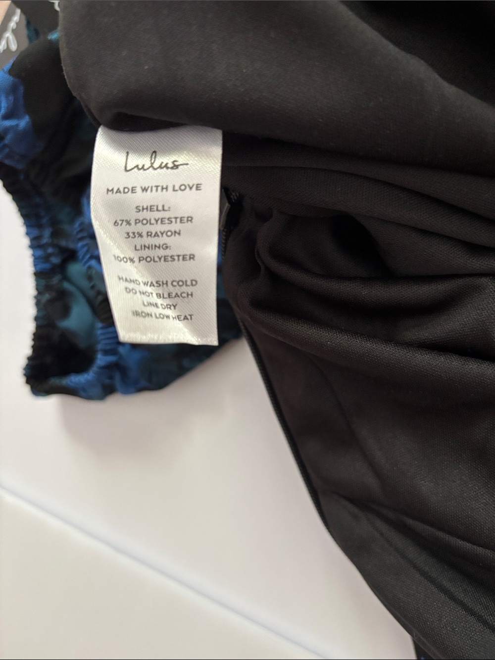Blue Floral taffeta Puff Sleeve V-Neck Mini Dress - Picture 9 of 10